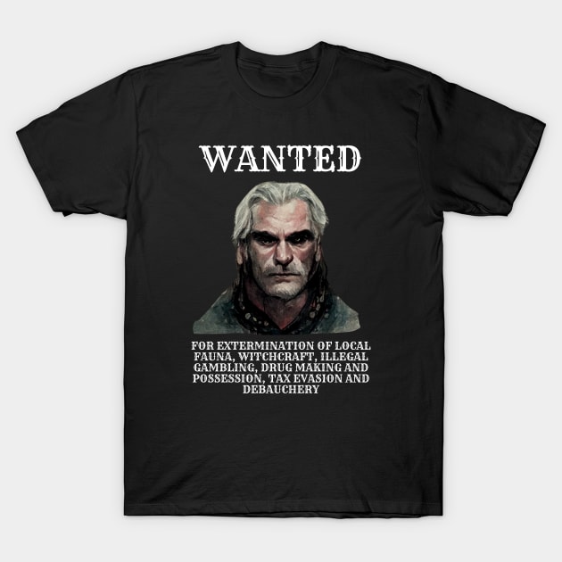 Wanted Poster - Black - Fantasy - Funny Witcher T-Shirt by Fenay-Designs